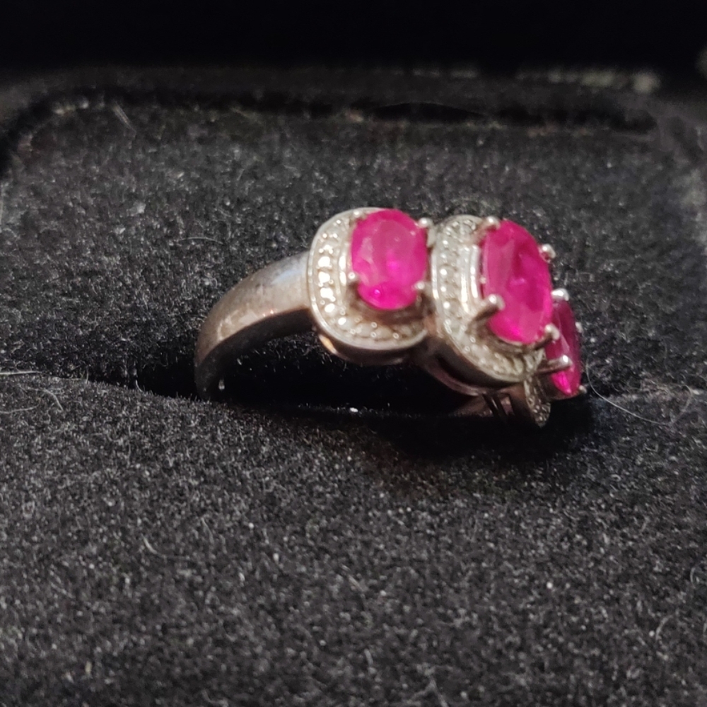 Two Carat Ruby Sterling Silver Ring - image 2